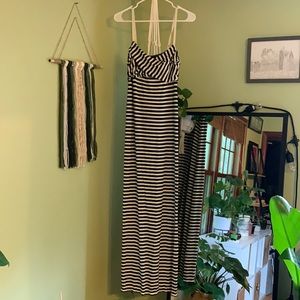 Black and white striped maxi dress